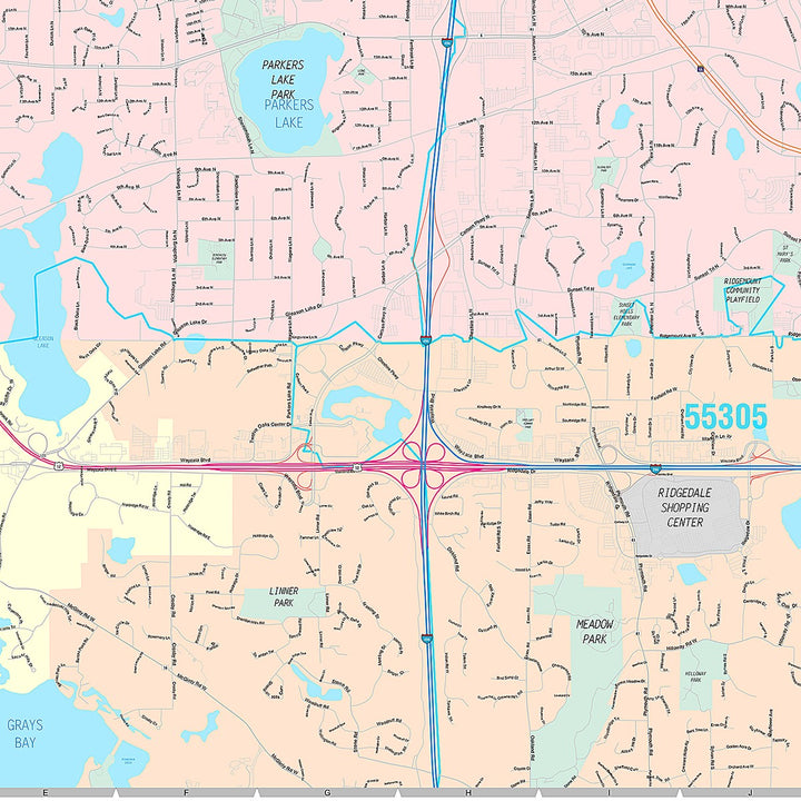 Premium Style Wall Map of Plymouth, MN