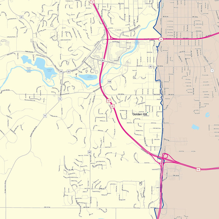 Color Cast Zip Code Style Wall Map of Rochester, MN
