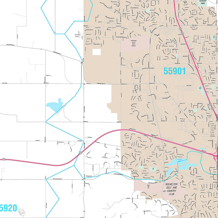 Premium Style Wall Map of Rochester, MN