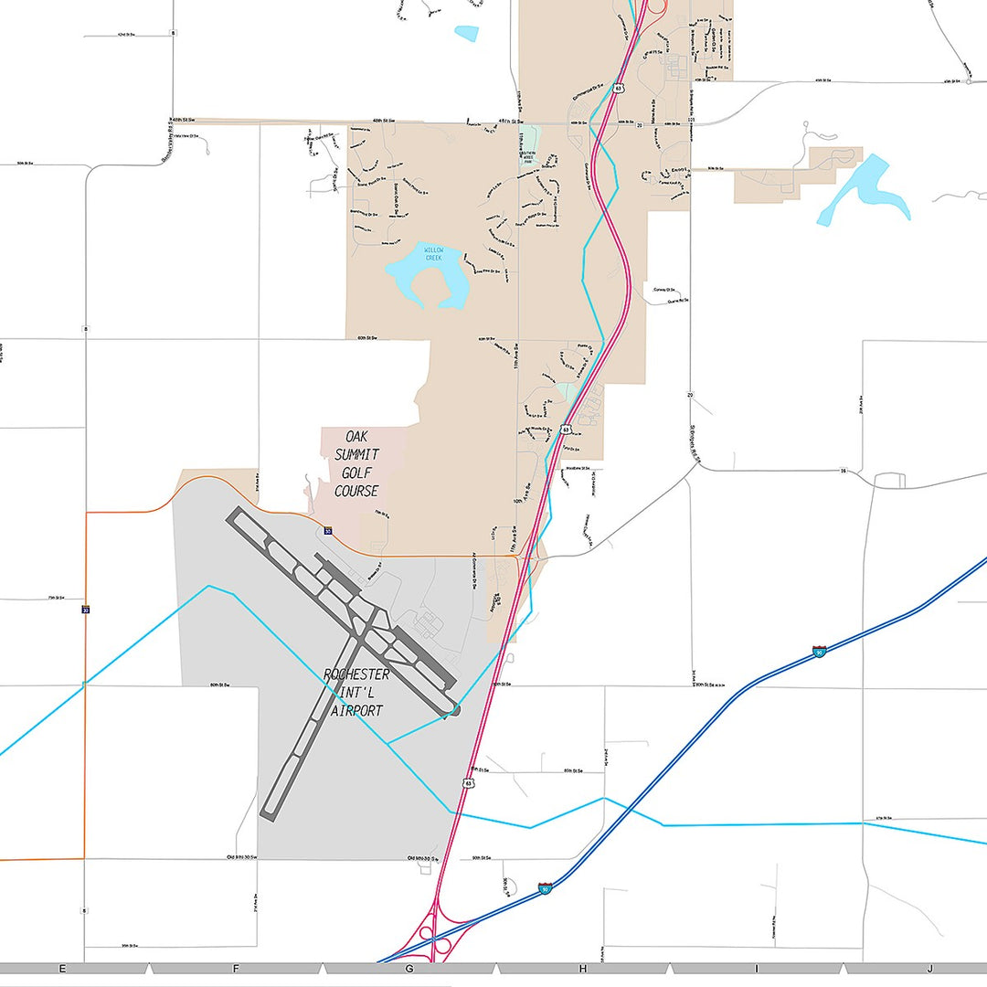 Premium Style Wall Map of Rochester, MN