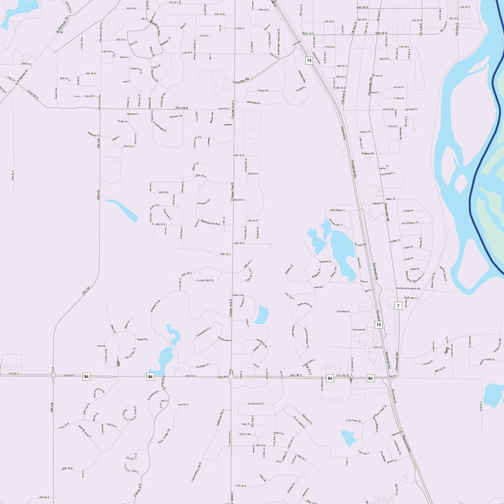 Color Cast Zip Code Style Wall Map of St. Cloud, MN