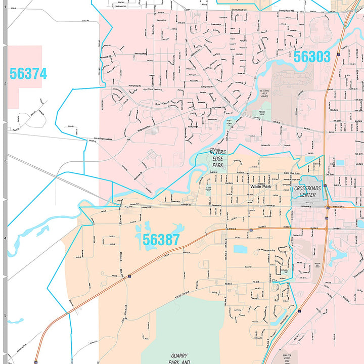 Premium Style Wall Map of St. Cloud, MN