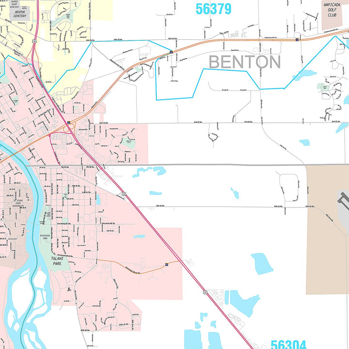 Premium Style Wall Map of St. Cloud, MN