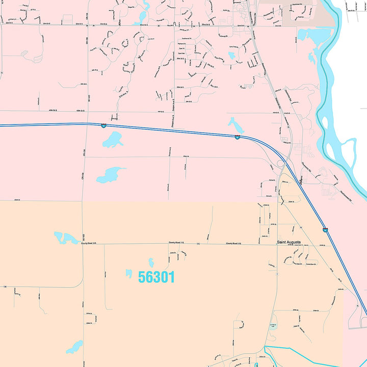 Premium Style Wall Map of St. Cloud, MN