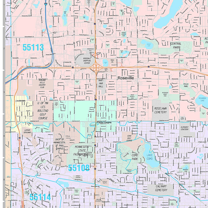 Premium Style Wall Map of St. Paul MN.