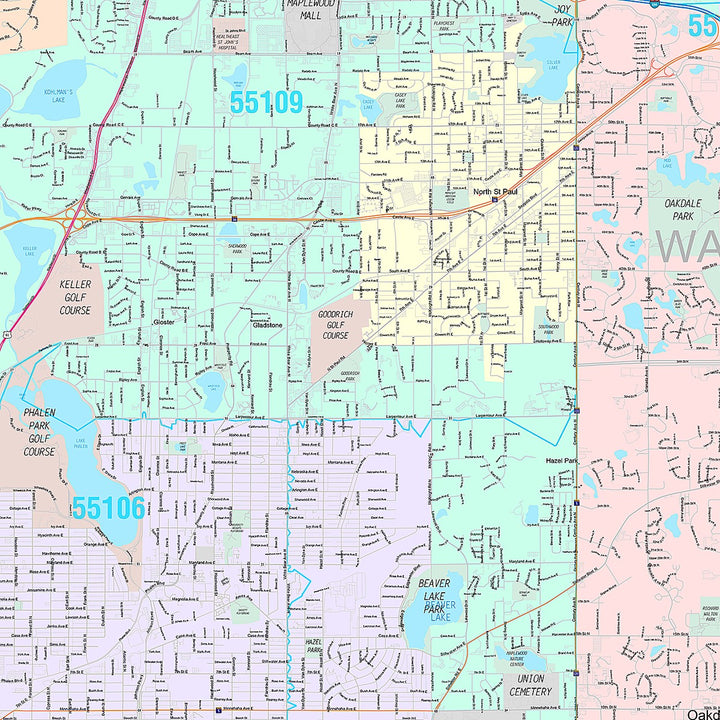 Premium Style Wall Map of St. Paul MN.