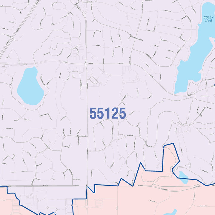 Color Cast Zip Code Style Wall Map of Woodbury, MN
