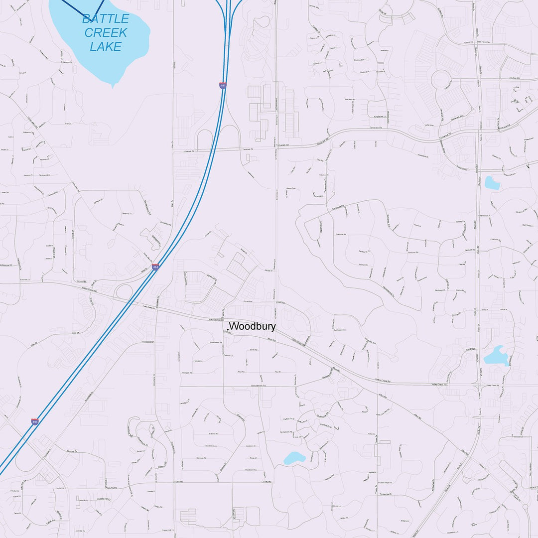 Color Cast Zip Code Style Wall Map of Woodbury, MN