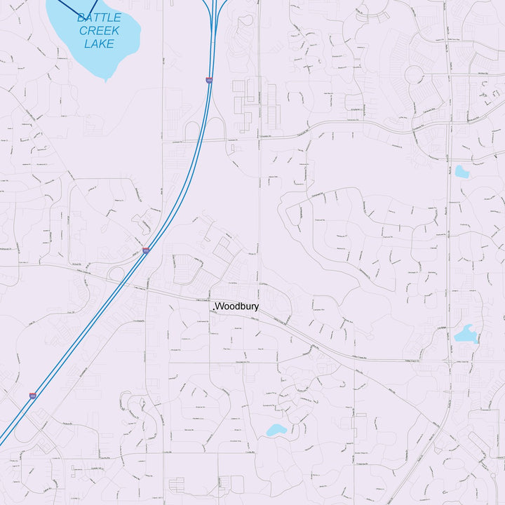 Color Cast Zip Code Style Wall Map of Woodbury, MN