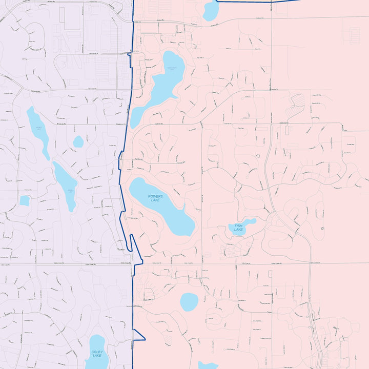 Color Cast Zip Code Style Wall Map of Woodbury, MN