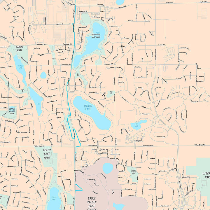 Premium Style Wall Map of Woodbury, MN
