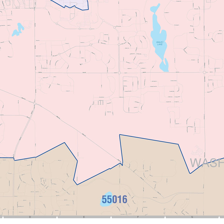Color Cast Zip Code Style Wall Map of Woodbury, MN