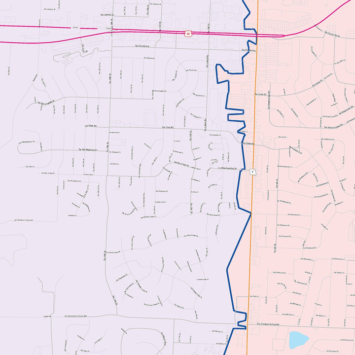 Color Cast Zip Code Style Wall Map of Blue Springs, MO