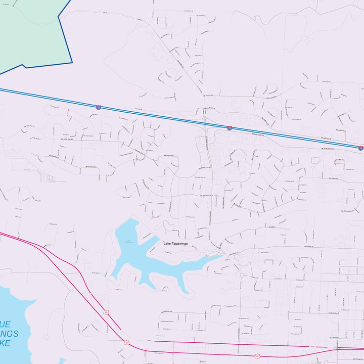 Color Cast Zip Code Style Wall Map of Blue Springs, MO