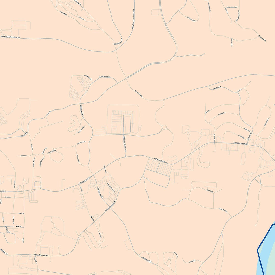 Color Cast Zip Code Style Wall Map of Branson, MO