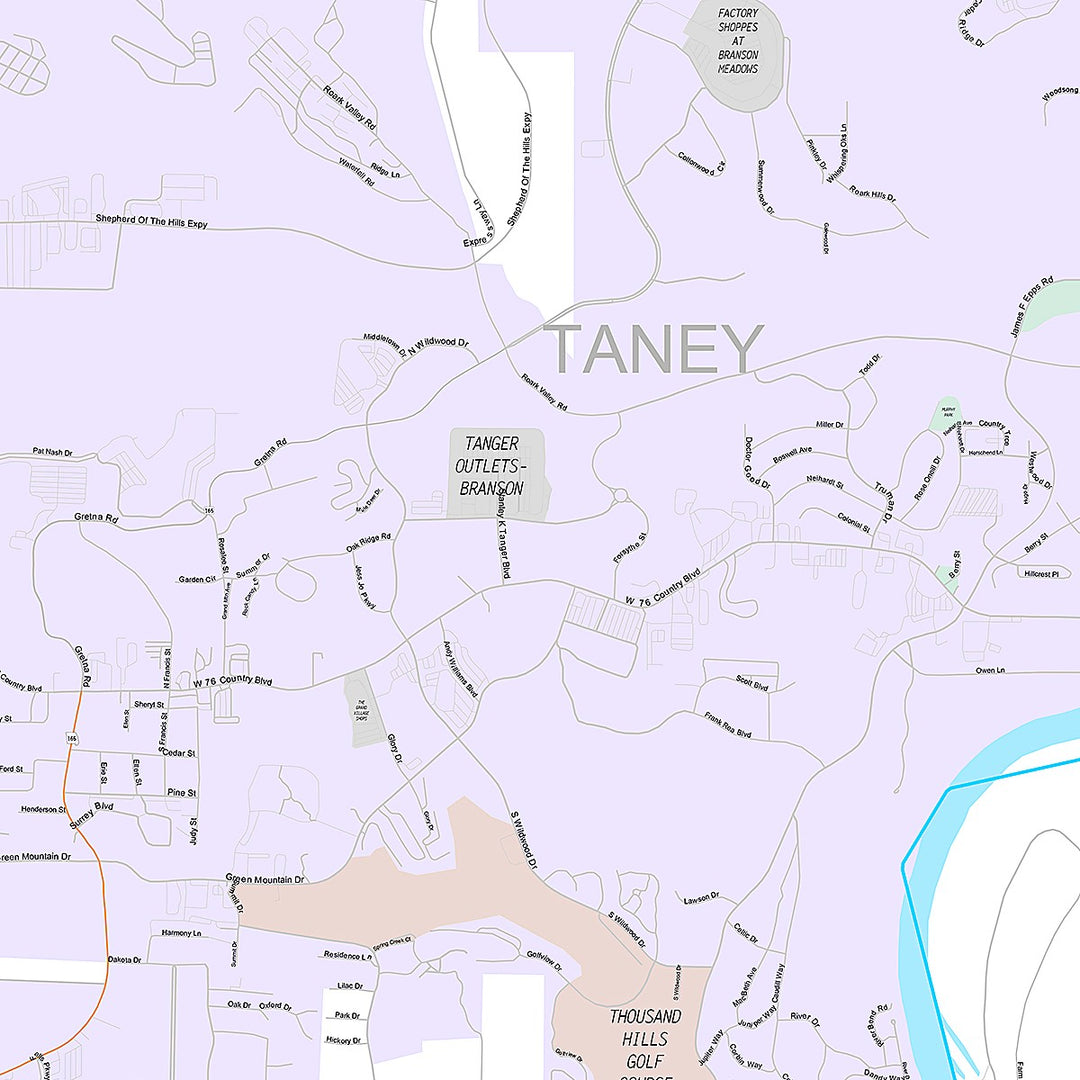 Premium Style Wall Map of Branson, MO
