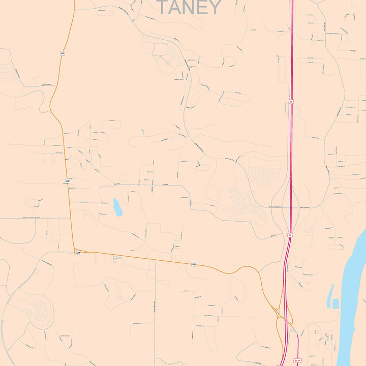 Color Cast Zip Code Style Wall Map of Branson, MO