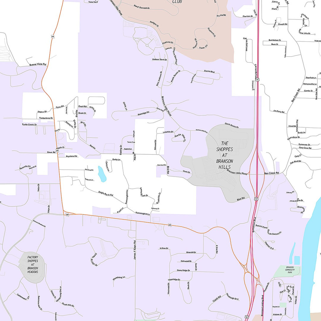 Premium Style Wall Map of Branson, MO