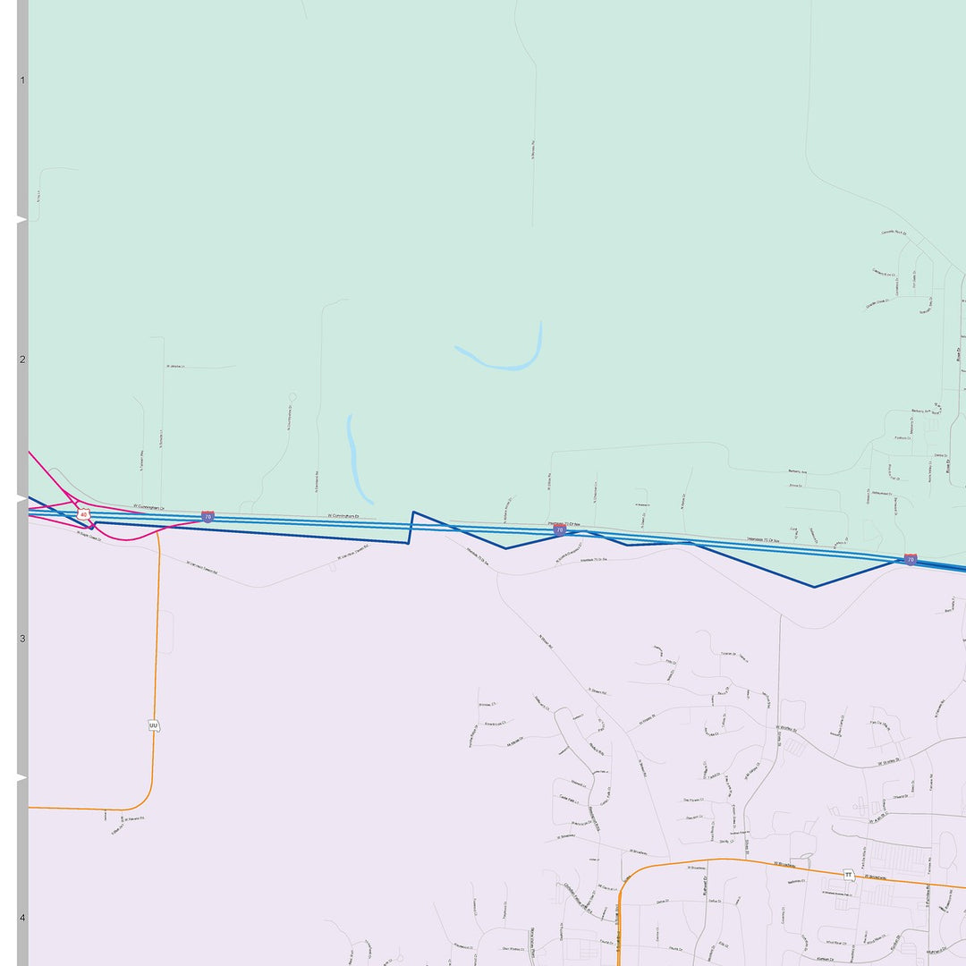 Color Cast Zip Code Style Wall Map of Columbia, MO