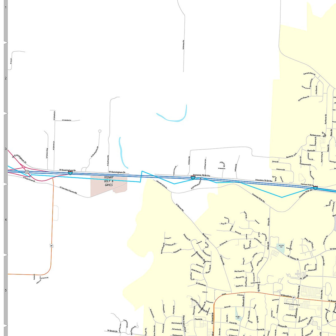 Premium Style Wall Map of Columbia, MO