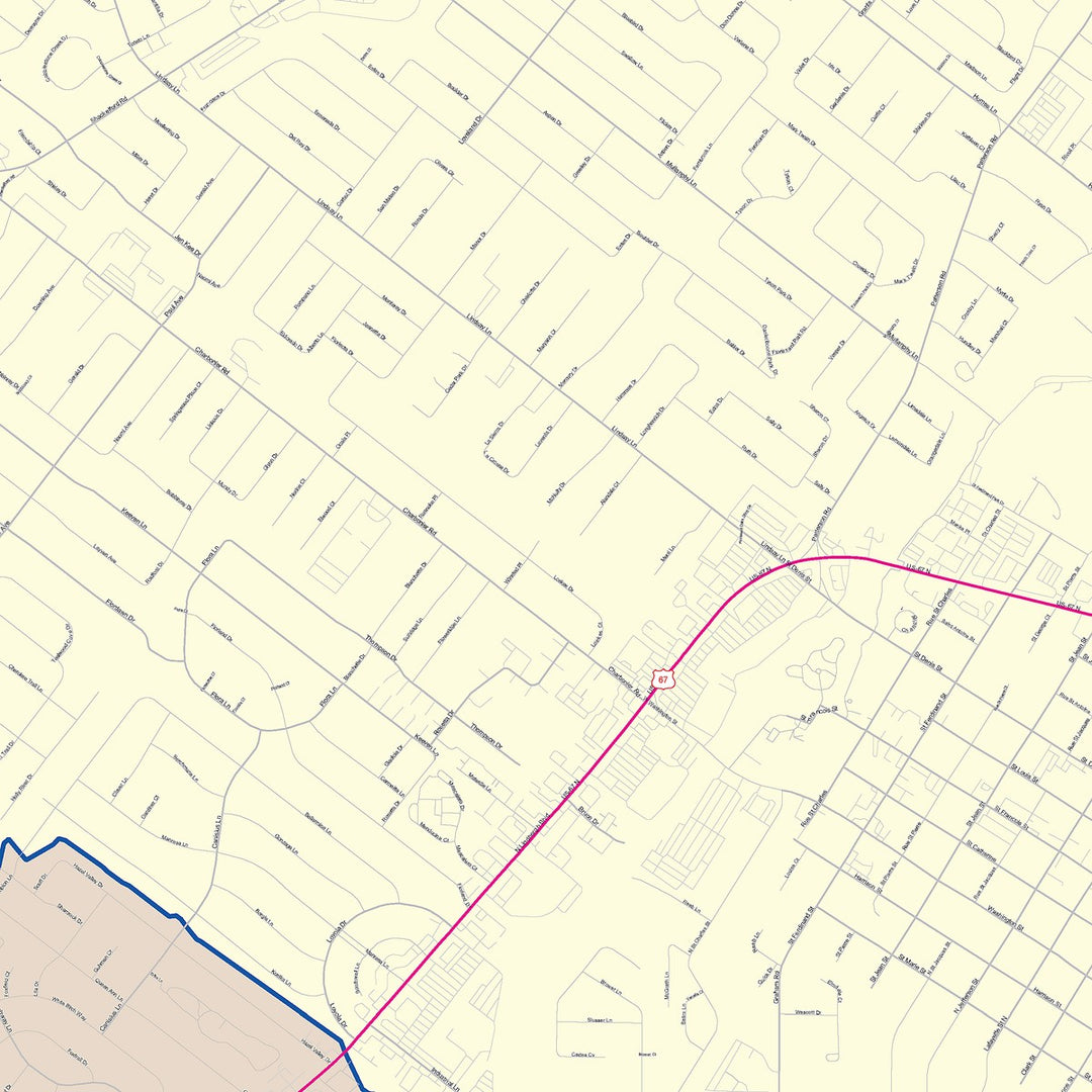 Color Cast Zip Code Style Wall Map of Florissant, MO