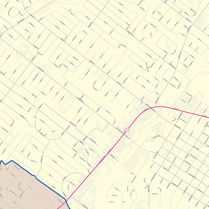 Color Cast Zip Code Style Wall Map of Florissant, MO