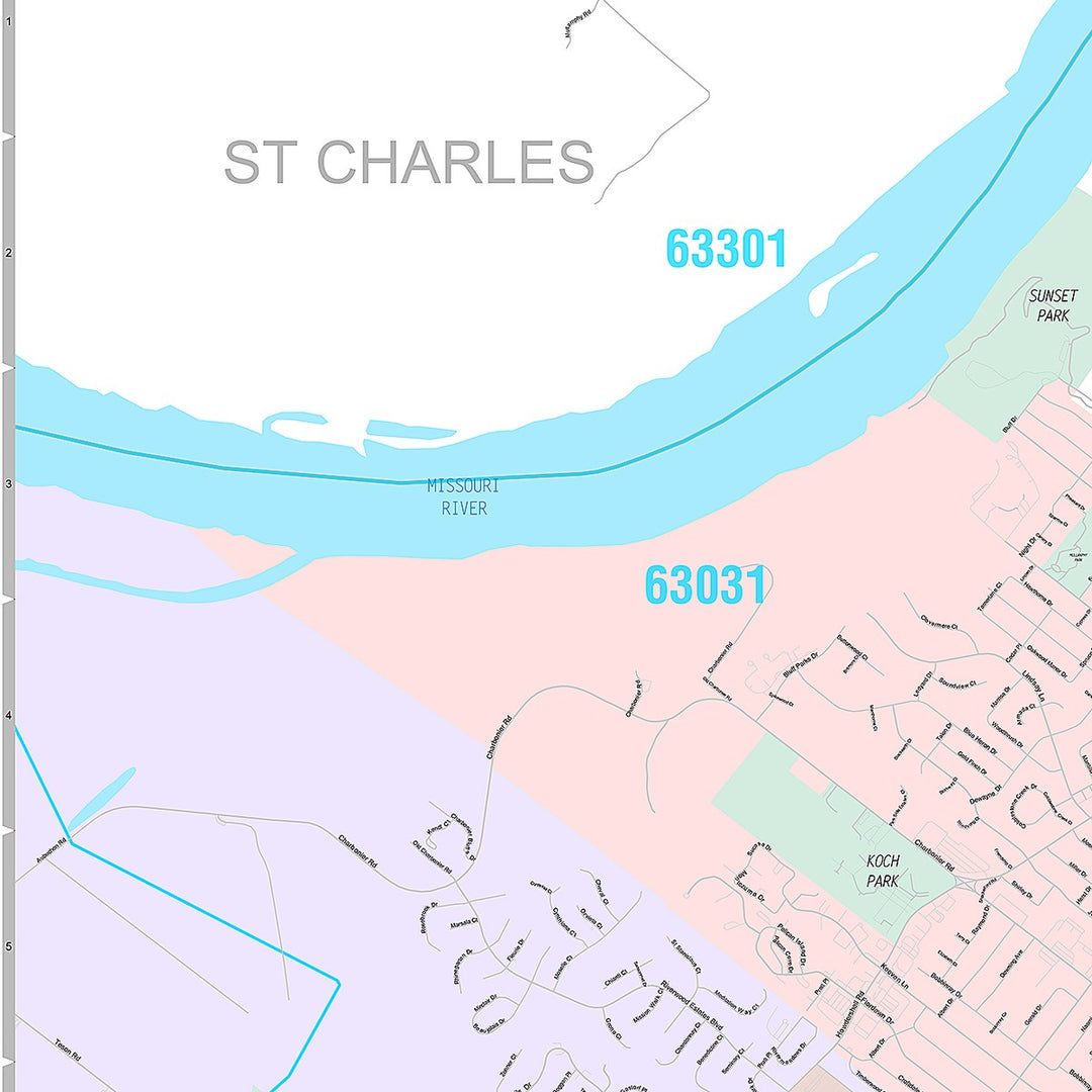 Premium Style Wall Map of Florissant, MO