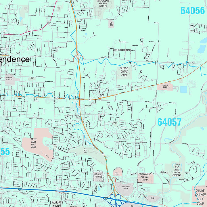 Premium Style Wall Map of Independence, MO