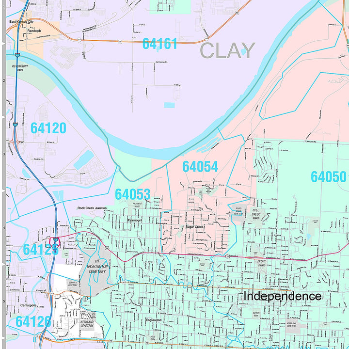 Premium Style Wall Map of Independence, MO