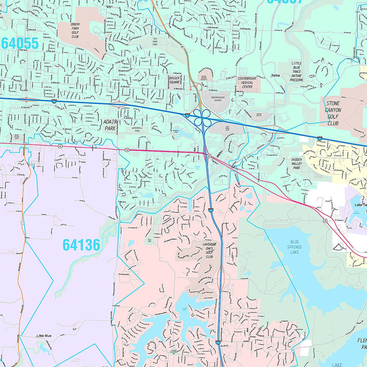 Premium Style Wall Map of Independence, MO
