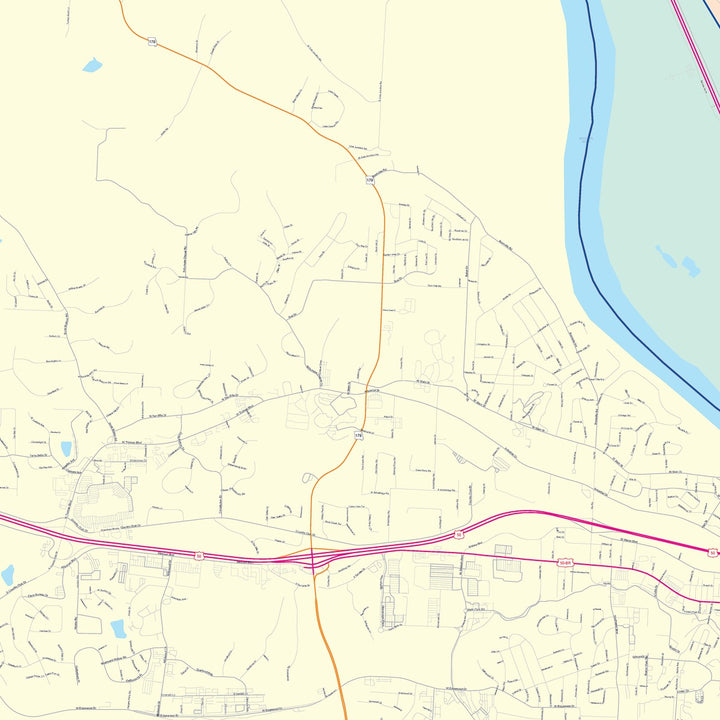 Color Cast Zip Code Style Wall Map of Jefferson City, MO