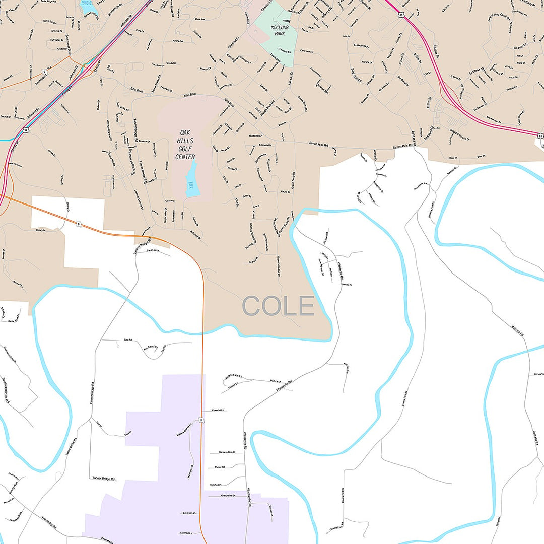 Premium Style Wall Map of Jefferson City, MO