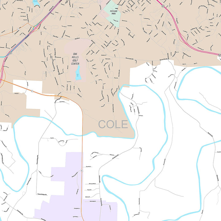 Premium Style Wall Map of Jefferson City, MO