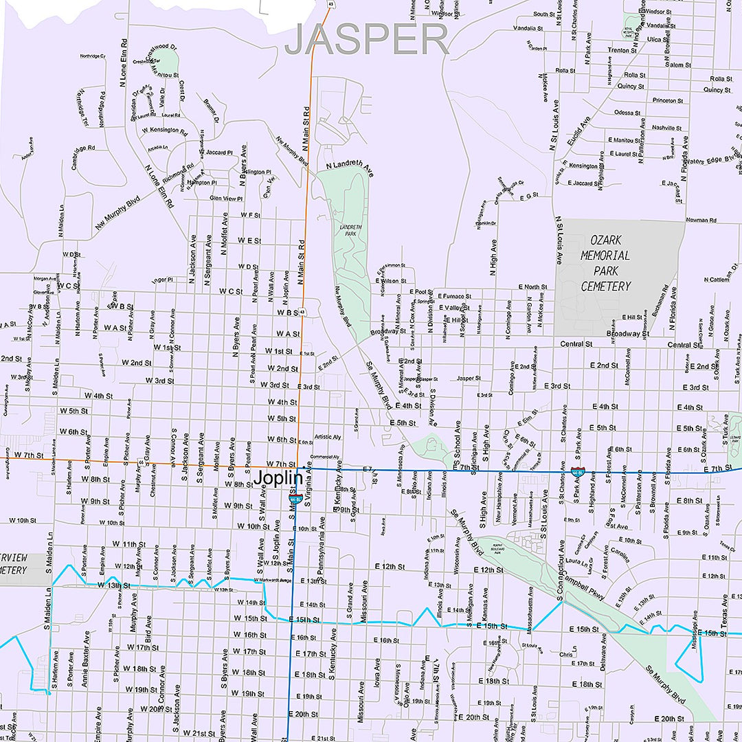Premium Style Wall Map of Joplin, MO