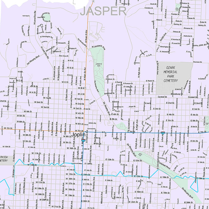 Premium Style Wall Map of Joplin, MO
