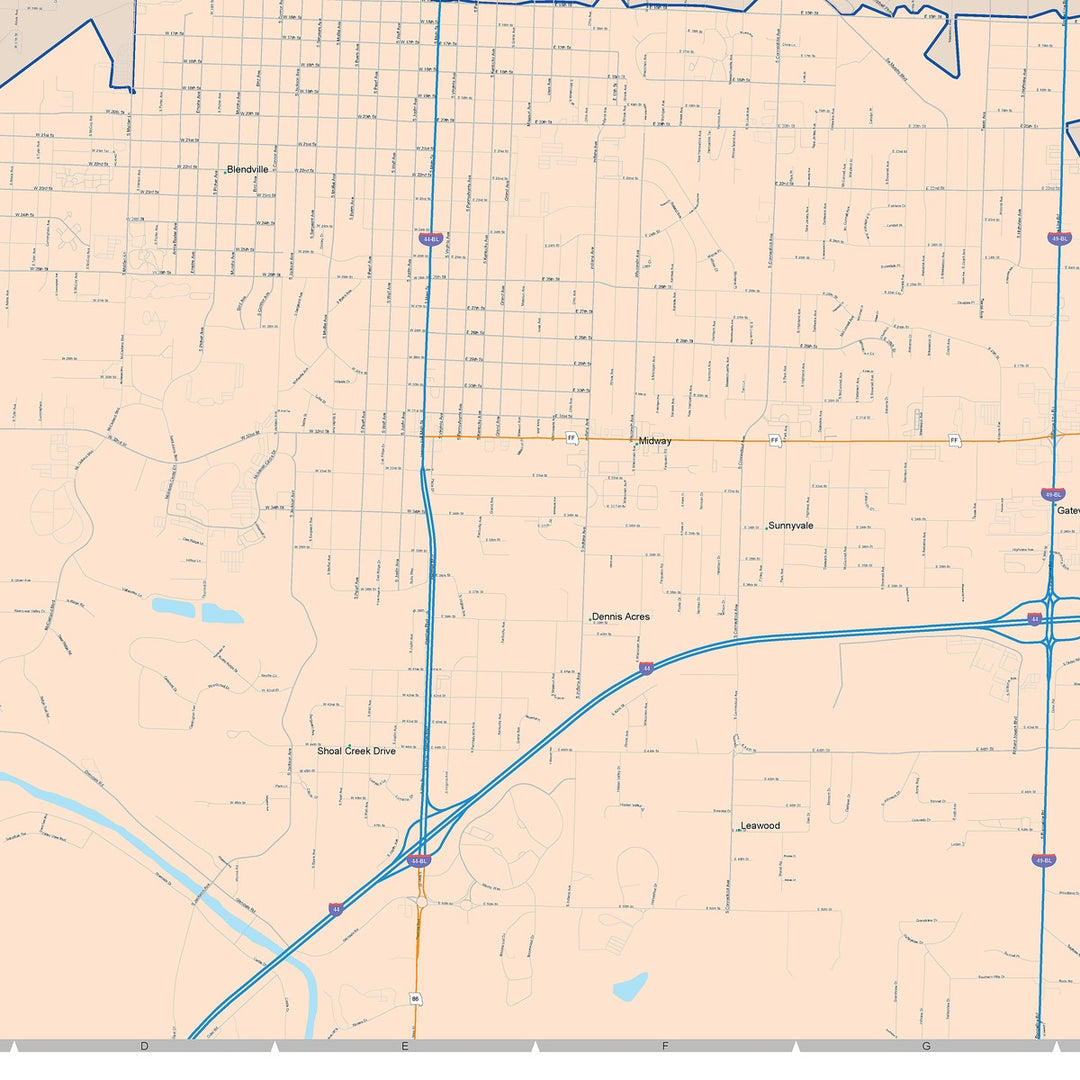 Color Cast Zip Code Style Wall Map of Joplin, MO