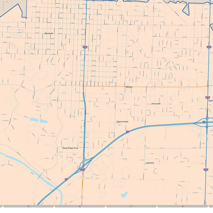 Color Cast Zip Code Style Wall Map of Joplin, MO