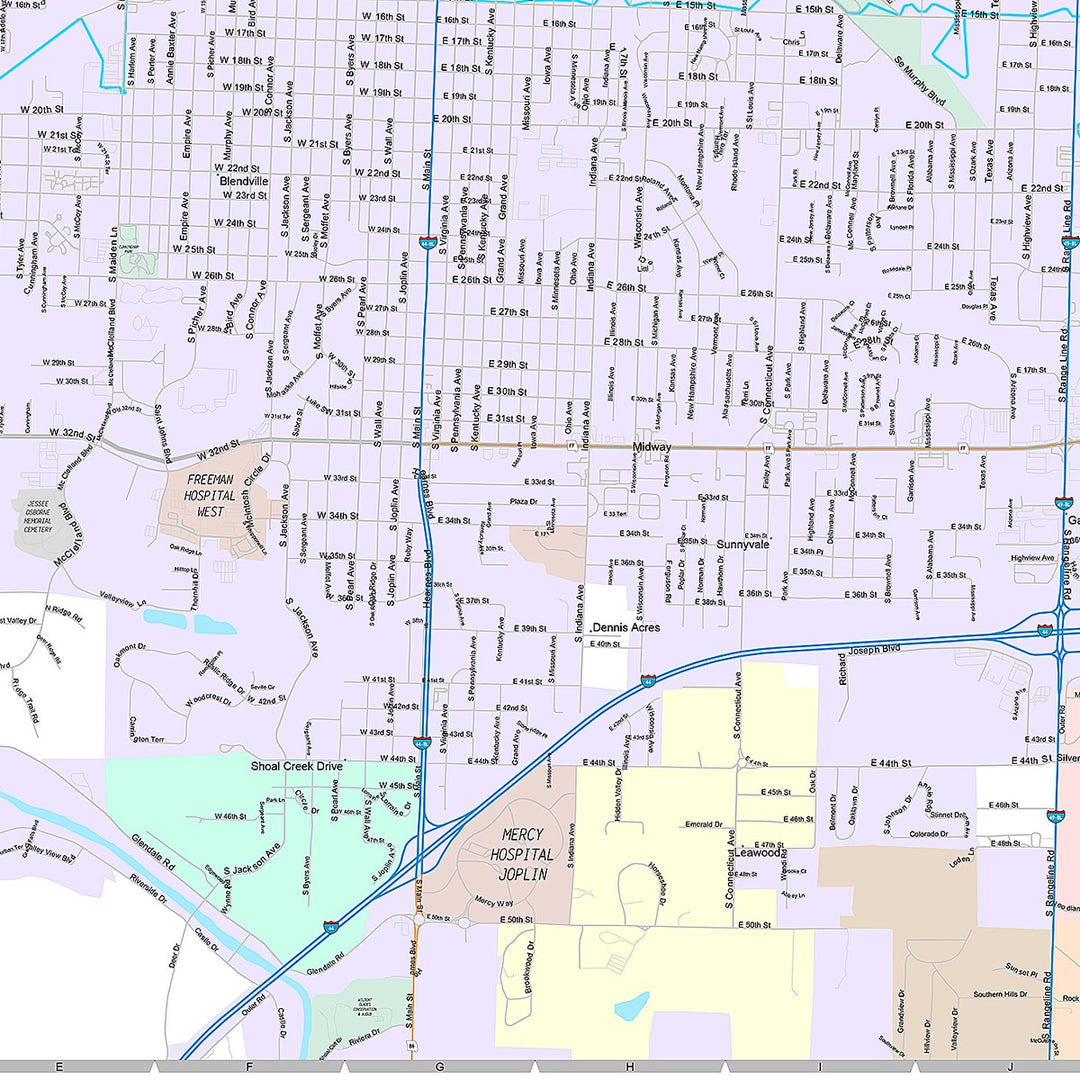 Premium Style Wall Map of Joplin, MO