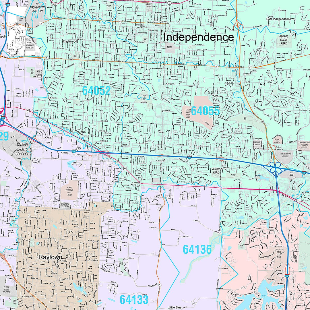 Premium Style Wall Map of Kansas City, MO