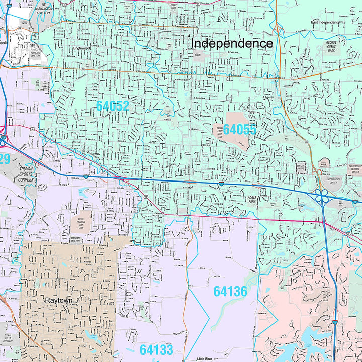 Premium Style Wall Map of Kansas City, MO