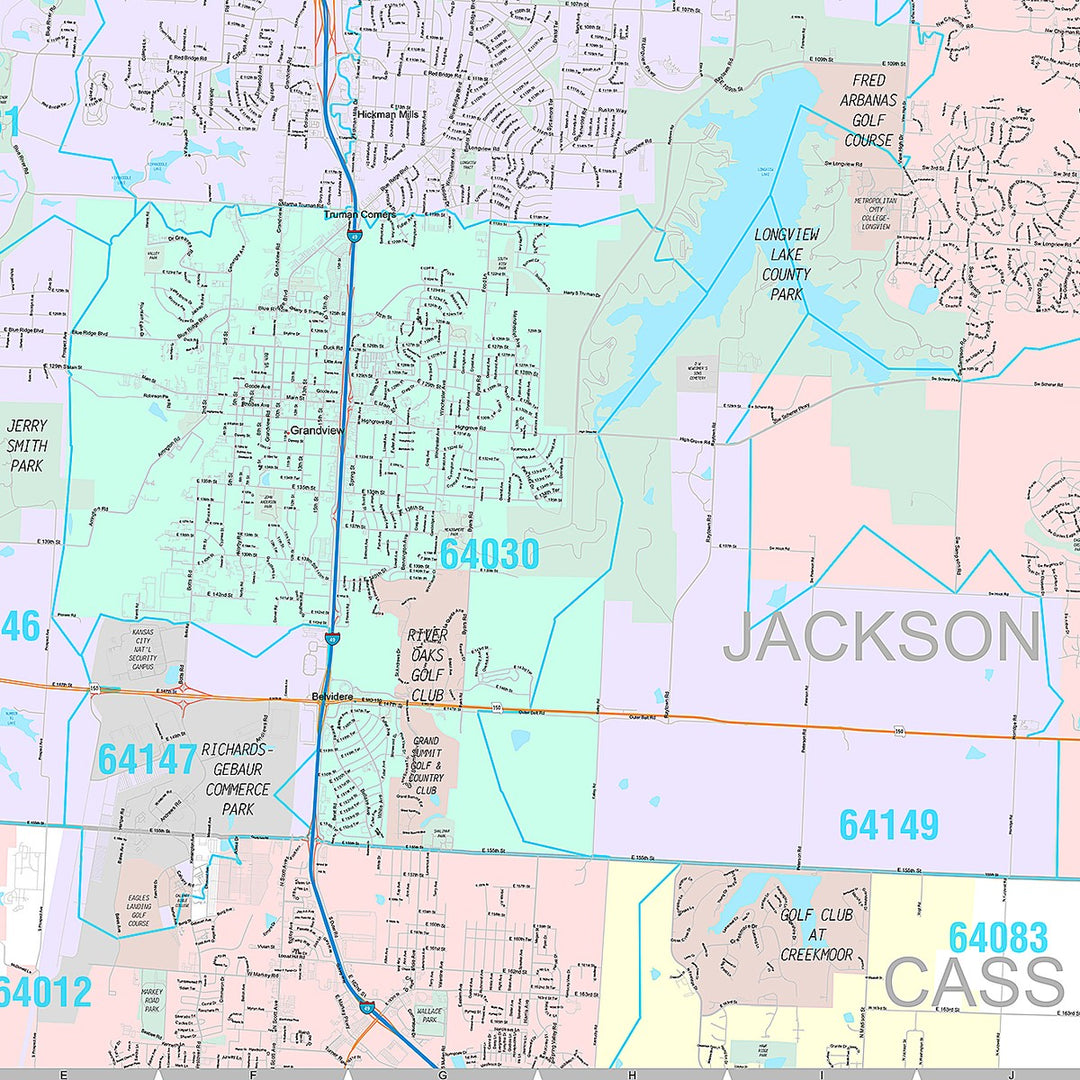 Premium Style Wall Map of Kansas City, MO