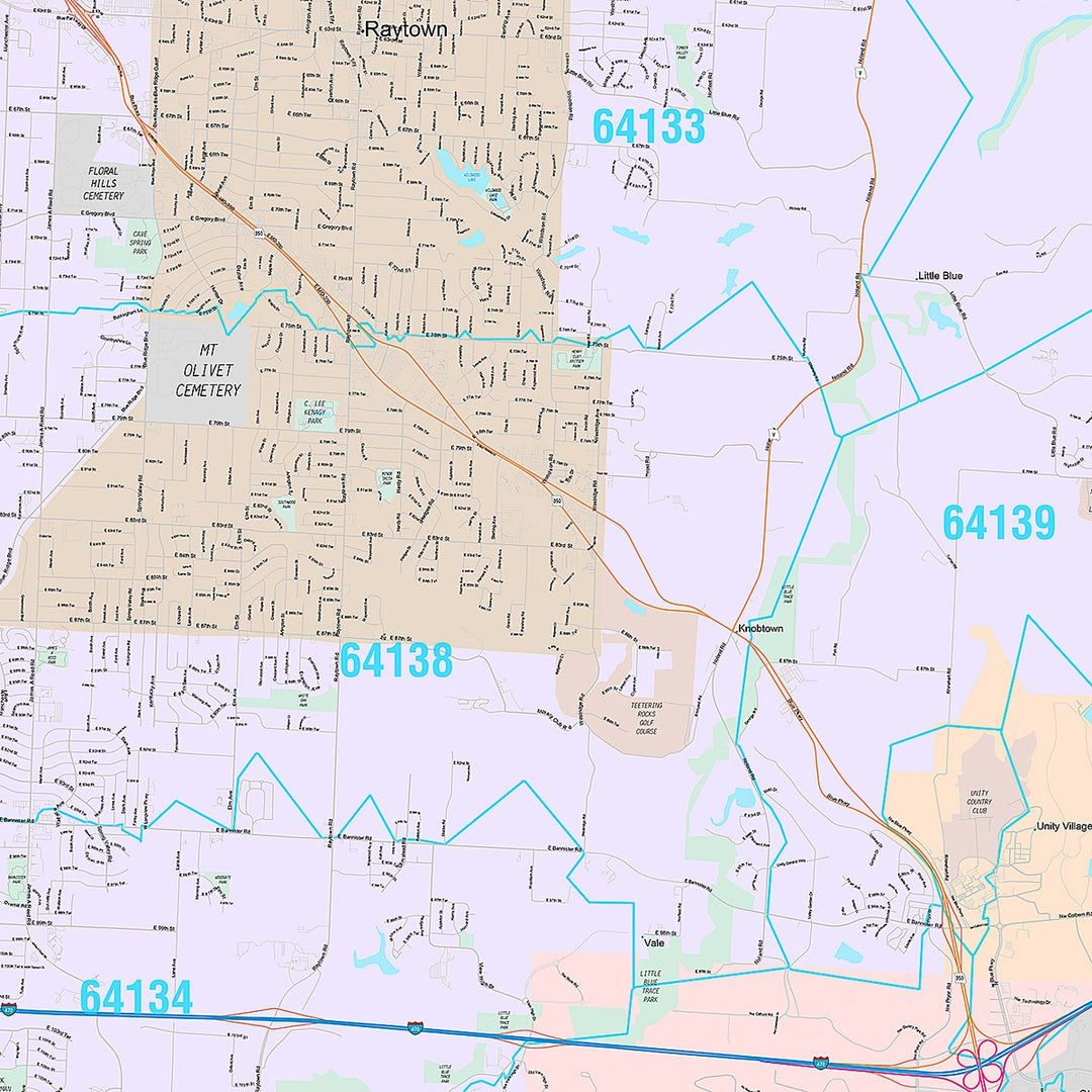Premium Style Wall Map of Lees Summit, MO