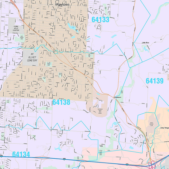 Premium Style Wall Map of Lees Summit, MO