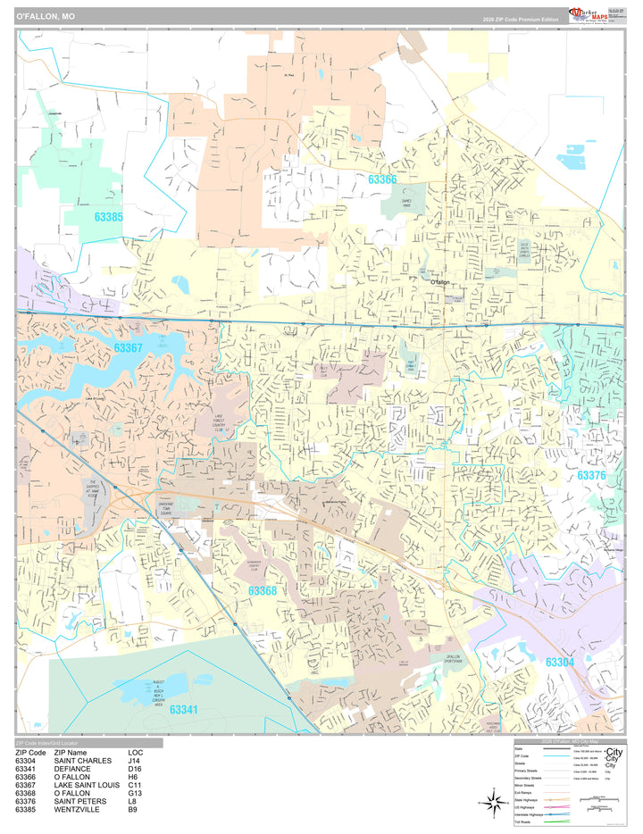 Premium Style Wall Map of O&