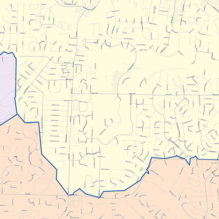 Color Cast Zip Code Style Wall Map of O&