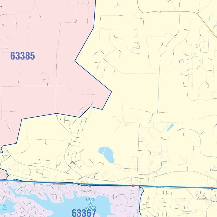 Color Cast Zip Code Style Wall Map of O&