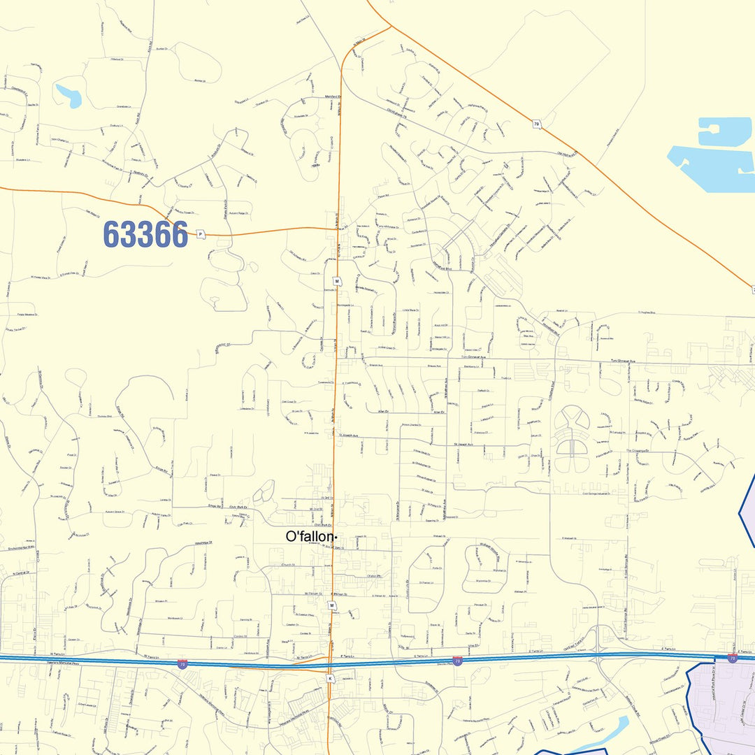 Color Cast Zip Code Style Wall Map of O&