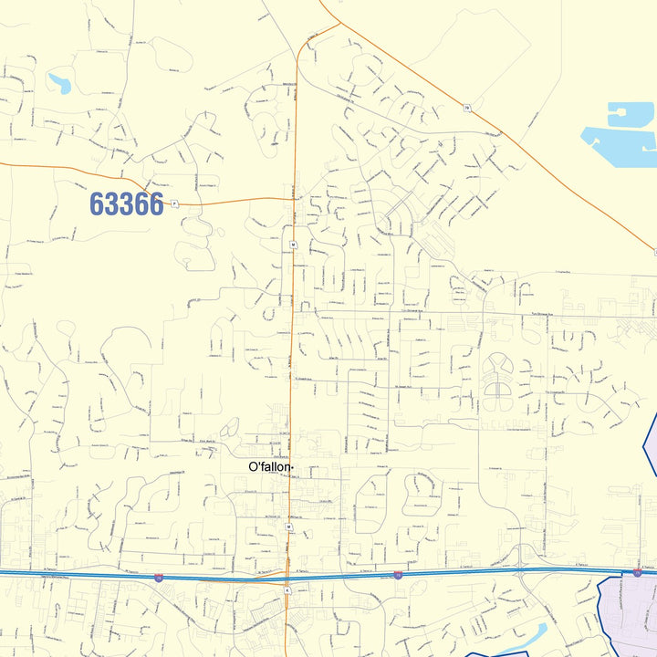 Color Cast Zip Code Style Wall Map of O&