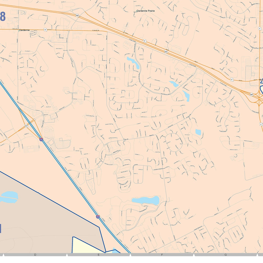 Color Cast Zip Code Style Wall Map of O&