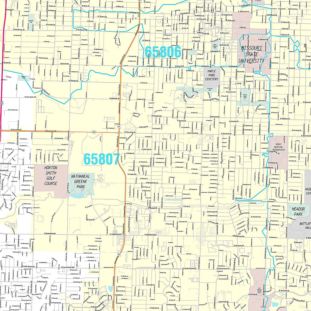 Premium Style Wall Map of Springfield, MO